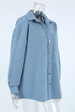 Casual Daily Solid Color Buttons Turndown Collar Tops