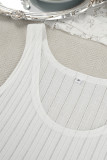 Casual Solid Color Potholes U Neck Sleeveless Two Pieces