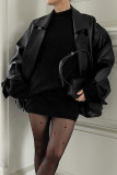 Casual Street Solid Color Buttons Turndown Collar Outerwear