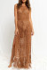 Sexy Solid Color Draw String Slit Tassel Swimwears Cover Up