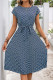 Elegant Rhombus Lace Up Contrast O Neck A Line Short Sleeve Dress