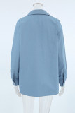 Casual Daily Solid Color Buttons Turndown Collar Tops