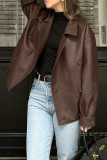 Casual Street Solid Color Buttons Turndown Collar Outerwear