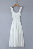Sexy Solid Color Lace Lace Up Backless Slit U Neck Sleeveless Dresses