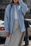Casual Daily Solid Color Buttons Turndown Collar Tops