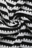 Casual Stripe Patchwork Slit Contrast Halter Sleeveless Two Pieces