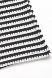 Casual Stripe Patchwork Slit Contrast Halter Sleeveless Two Pieces