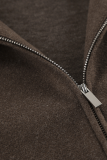 Casual Daily Solid Color Zipper Gross Turndown Collar Outerwear
