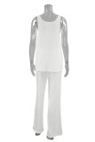 Casual Solid Color Potholes U Neck Sleeveless Two Pieces