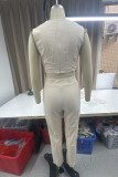 Casual Solid Color Pocket Buttons Mesh V Neck Sleeveless Two Pieces