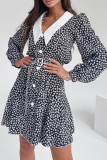 Elegant Floral Print Patchwork Peter Pan Collar A Line Dresses