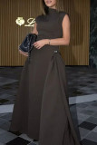 Elegant Solid Color Ruched Turtleneck A Line Dresses