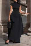 Elegant Solid Color Ruched Turtleneck A Line Dresses