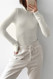 Daily Solid Color Potholes Turtleneck Tops