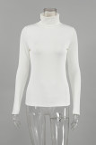 Daily Solid Color Potholes Turtleneck Tops