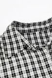 Casual Plaid Patchwork Contrast Turndown Collar Tops