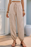 Casual Solid Color Pocket Lace Up High Waist Pencil Solid Color Bottoms