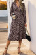 Street Leopard Patchwork Contrast V Neck A Line Dresses