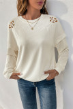 Casual Solid Color Hollow Out Potholes O Neck Tops