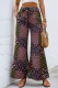 Vacation Floral Print Pocket Lace Up Loose High Waist Wide Leg Full Print Bottoms