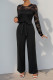 Daily Solid Color Lace Lace Up O Neck Jumpsuits