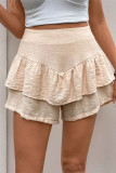 Casual Solid Color Texture Flounce High Waist Type A Solid Color Bottoms