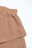Casual Solid Color Draw String Texture Flounce Loose High Waist Solid Color Bottoms