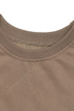 Casual Daily Solid Color Buttons O Neck Long Sleeve Two Pieces