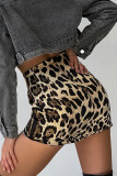 Sexy Leopard Zipper Regular High Waist Full Print Bottoms
