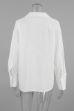 Sexy Solid Color Lace Up Turndown Collar Tops