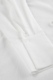 Sexy Solid Color Lace Up Turndown Collar Tops