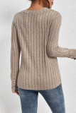 Casual Solid Color Lace Patchwork Potholes V Neck Tops