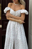 Sexy Flowers Buttons Off Shoulder A Line Dresses