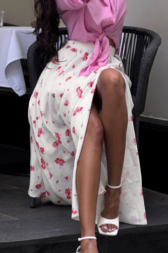 Elegant Flowers Patchwork Cardigan Contrast Loose High Waist Type A Full Print Bottoms