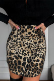 Sexy Leopard Zipper Regular High Waist Full Print Bottoms