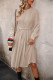 Elegant Solid Color Ruched Zipper O Neck A Line Dresses