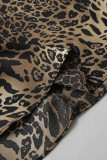 Sexy Leopard Zipper Regular High Waist Full Print Bottoms