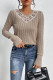 Casual Solid Color Lace Patchwork Potholes V Neck Tops