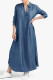 Casual Solid Color Buttons Patchwork Shirt Collar A Line Dresses