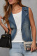 Casual Solid Color Distressed Turndown Collar Tops