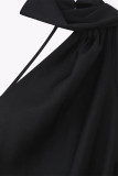 Sexy Solid Color Backless Halter Evening Dresses