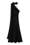 Sexy Solid Color Backless Halter Evening Dresses