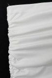 Sexy Solid Color Ruched Sloping Shoulder Two Pieces