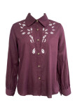 Casual Solid Color Hollow Out Turndown Collar Tops