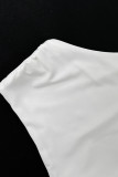 Sexy Solid Color Ruched Sloping Shoulder Two Pieces