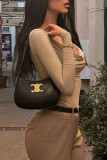 Sexy Street Solid Color U Neck Tops