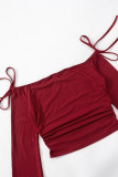 Sexy Solid Color Draw String Off Shoulder Tops