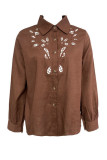 Casual Solid Color Hollow Out Turndown Collar Tops