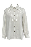 Casual Solid Color Hollow Out Turndown Collar Tops