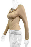 Sexy Street Solid Color U Neck Tops